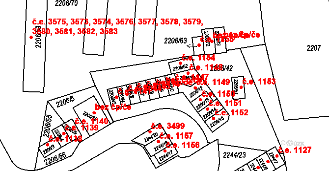 Ústí nad Labem 48482161 na parcele st. 2206/9 v KÚ Ústí nad Labem, Katastrální mapa