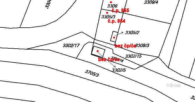 Holešov 48589161 na parcele st. 3302/5 v KÚ Holešov, Katastrální mapa