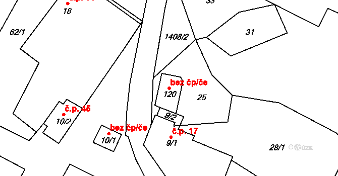Chotoviny 49014161 na parcele st. 120 v KÚ Řevnov, Katastrální mapa