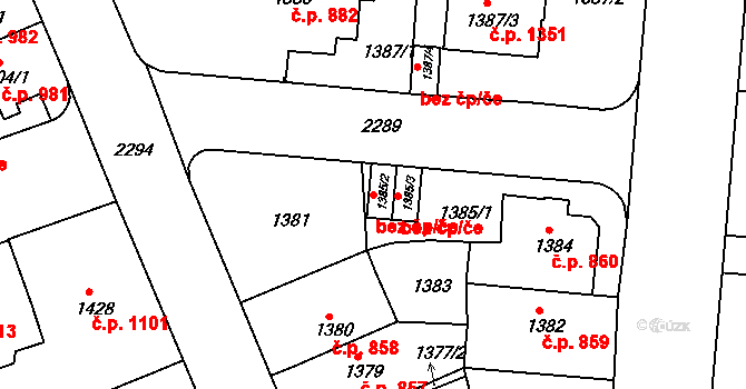 Teplice 49816161 na parcele st. 1385/2 v KÚ Teplice-Trnovany, Katastrální mapa