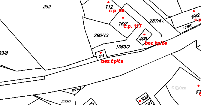 Jarošov nad Nežárkou 50321161 na parcele st. 364 v KÚ Jarošov nad Nežárkou, Katastrální mapa