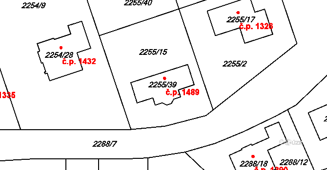 Kylešovice 1489, Opava na parcele st. 2255/39 v KÚ Kylešovice, Katastrální mapa