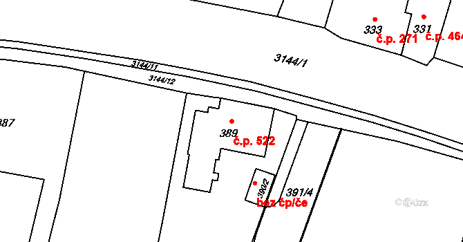 Horní Suchá 522 na parcele st. 389 v KÚ Horní Suchá, Katastrální mapa