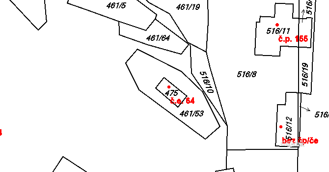 Bdeněves 64 na parcele st. 475 v KÚ Bdeněves, Katastrální mapa