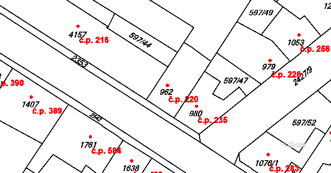 Beroun-Závodí 220, Beroun na parcele st. 962 v KÚ Beroun, Katastrální mapa