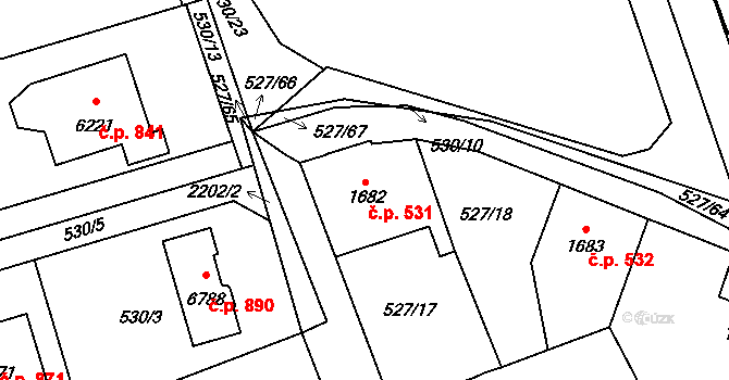 Beroun-Závodí 531, Beroun na parcele st. 1682 v KÚ Beroun, Katastrální mapa