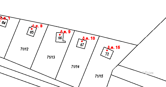 Debrno 10, Dolany nad Vltavou na parcele st. 67 v KÚ Debrno, Katastrální mapa