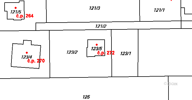 Liblice 272, Český Brod na parcele st. 123/5 v KÚ Liblice u Českého Brodu, Katastrální mapa