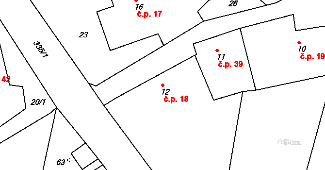 Miskolezy 18, Chvalkovice na parcele st. 12 v KÚ Miskolezy, Katastrální mapa