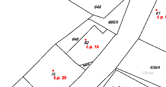 Pelechov 15, Lipoltice na parcele st. 62 v KÚ Lipoltice, Katastrální mapa