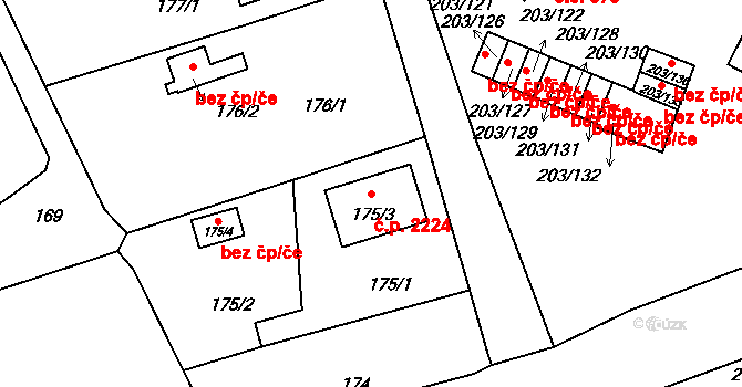 Tachov 2224 na parcele st. 175/3 v KÚ Tachov, Katastrální mapa