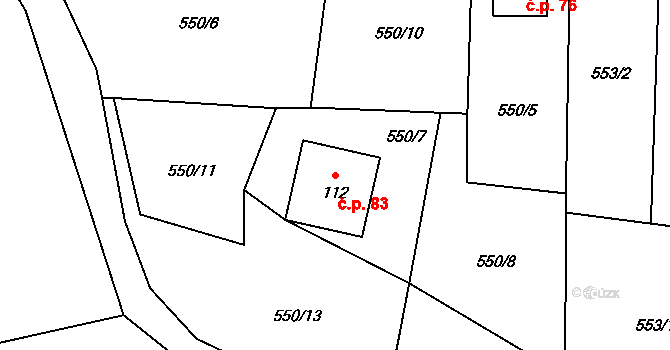 Úbislav 83, Stachy na parcele st. 112 v KÚ Úbislav, Katastrální mapa