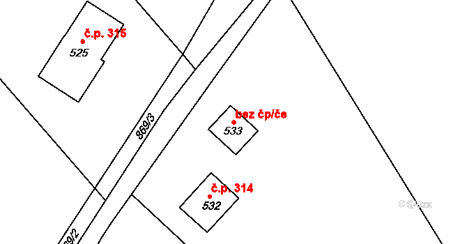 Provodov 81524161 na parcele st. 533 v KÚ Provodov na Moravě, Katastrální mapa