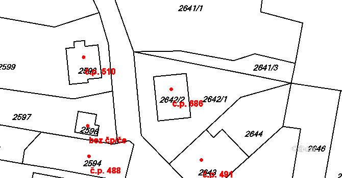 Mimoň I 686, Mimoň na parcele st. 2642/2 v KÚ Mimoň, Katastrální mapa