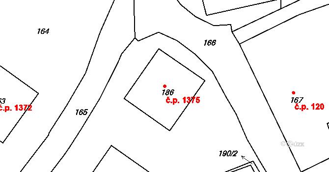 Příbor 1375 na parcele st. 186 v KÚ Příbor, Katastrální mapa