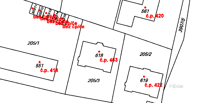 Řevničov 463 na parcele st. 618 v KÚ Řevničov, Katastrální mapa