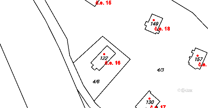 Skoronice 16, Bujanov na parcele st. 122 v KÚ Zdíky, Katastrální mapa