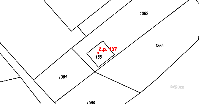 Čejov 137 na parcele st. 155 v KÚ Čejov, Katastrální mapa
