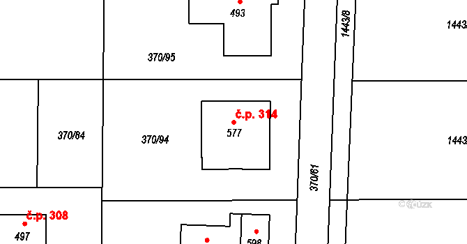Otovice 314 na parcele st. 577 v KÚ Otovice u Karlových Var, Katastrální mapa