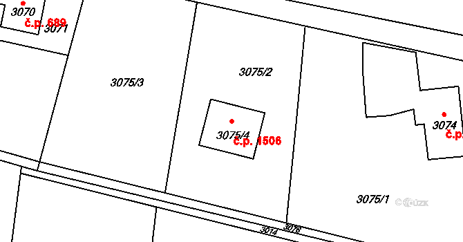 Dolní Lutyně 1506 na parcele st. 3075/4 v KÚ Dolní Lutyně, Katastrální mapa