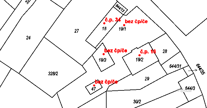 Olešenka 94175161 na parcele st. 19/3 v KÚ Olešenka, Katastrální mapa