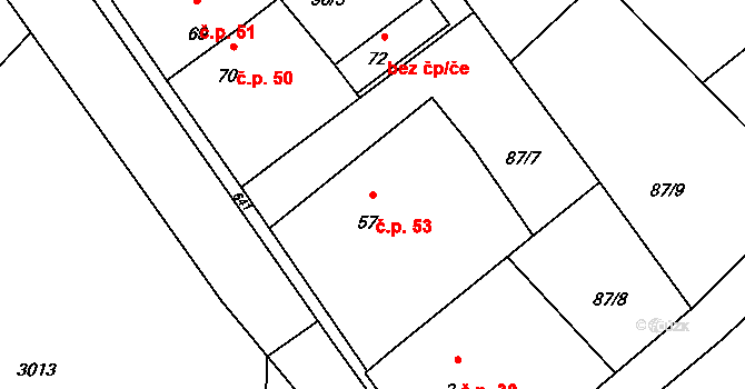 Číčová 53, Čermná nad Orlicí na parcele st. 57 v KÚ Číčová, Katastrální mapa