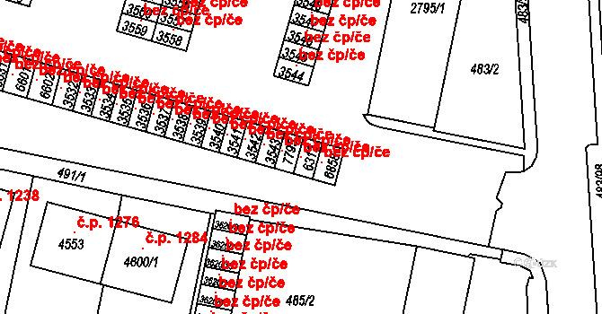 Třebíč 103986162 na parcele st. 6312 v KÚ Třebíč, Katastrální mapa