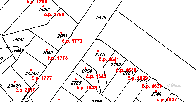 Znojmo 1641 na parcele st. 2753 v KÚ Znojmo-město, Katastrální mapa