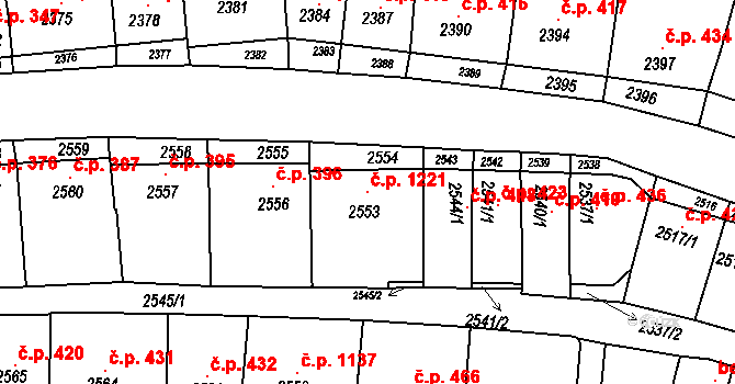 Nivnice 1221 na parcele st. 2553 v KÚ Nivnice, Katastrální mapa