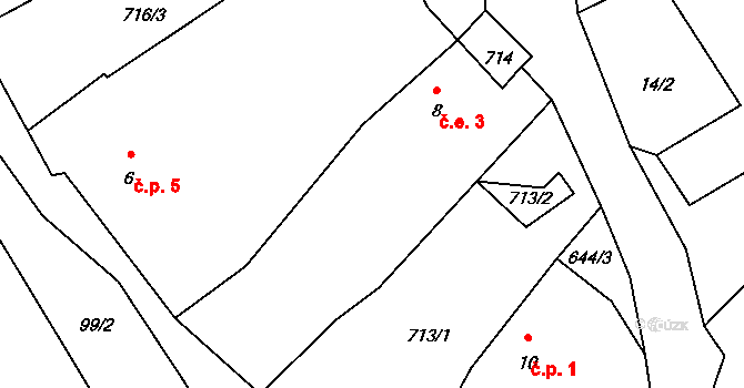 Bezvěrov 3, Teplá na parcele st. 8 v KÚ Bezvěrov u Teplé, Katastrální mapa