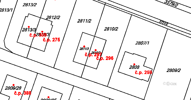 Nosálovice 296, Vyškov na parcele st. 2810/3 v KÚ Vyškov, Katastrální mapa