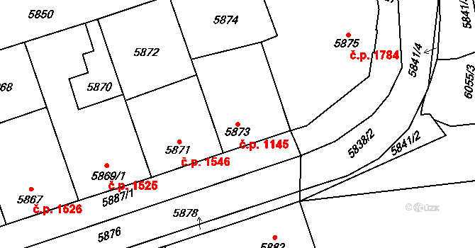 Kladno 1145 na parcele st. 5873 v KÚ Kladno, Katastrální mapa