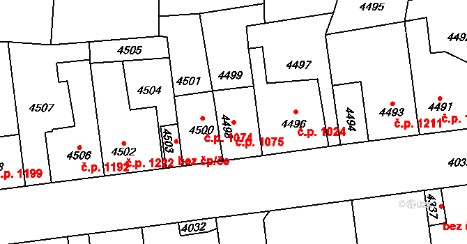 Kročehlavy 1075, Kladno na parcele st. 4498 v KÚ Kročehlavy, Katastrální mapa