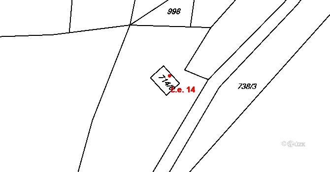 Libečov 14, Chyňava na parcele st. 714/6 v KÚ Libečov, Katastrální mapa