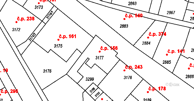 Mimoň I 156, Mimoň na parcele st. 3177 v KÚ Mimoň, Katastrální mapa