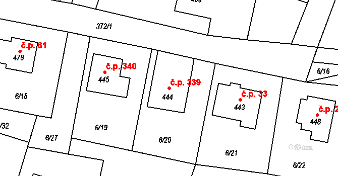 Vodochody 339, Straškov-Vodochody na parcele st. 444 v KÚ Vodochody, Katastrální mapa