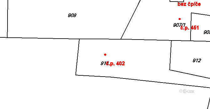 Lutyně 402, Orlová na parcele st. 911 v KÚ Horní Lutyně, Katastrální mapa
