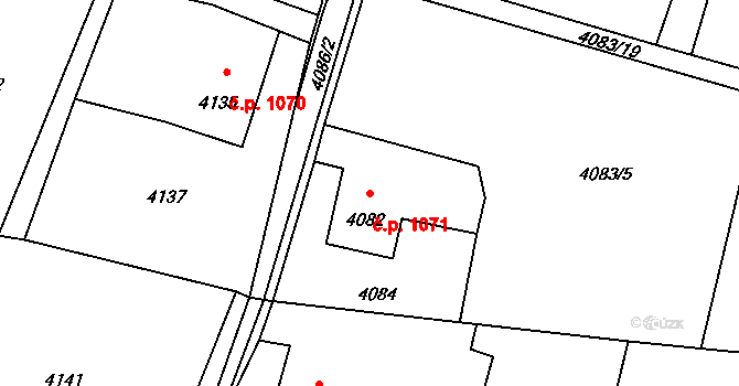 Lutyně 1071, Orlová na parcele st. 4082 v KÚ Horní Lutyně, Katastrální mapa
