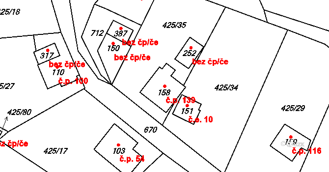 Bynina 139, Valašské Meziříčí na parcele st. 158 v KÚ Bynina, Katastrální mapa