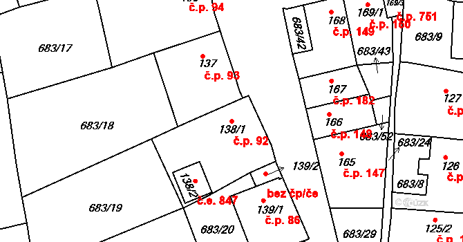 Bohosudov 92, Krupka na parcele st. 138/1 v KÚ Bohosudov, Katastrální mapa
