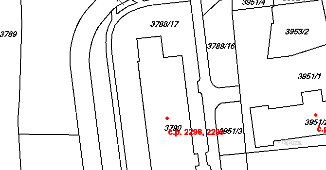 Tábor 2298,2299 na parcele st. 3790 v KÚ Tábor, Katastrální mapa