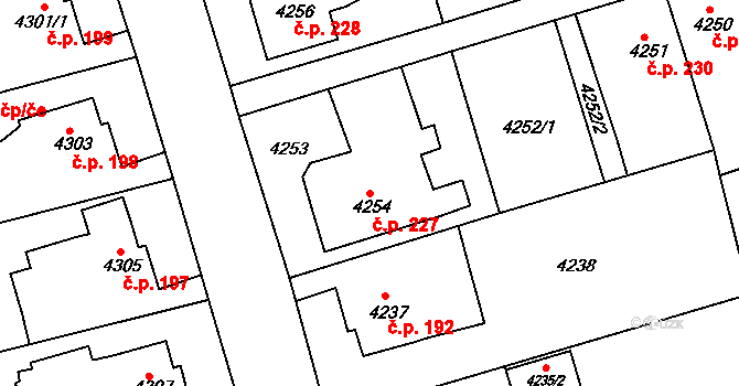 Lískovec 227, Frýdek-Místek na parcele st. 4254 v KÚ Lískovec u Frýdku-Místku, Katastrální mapa