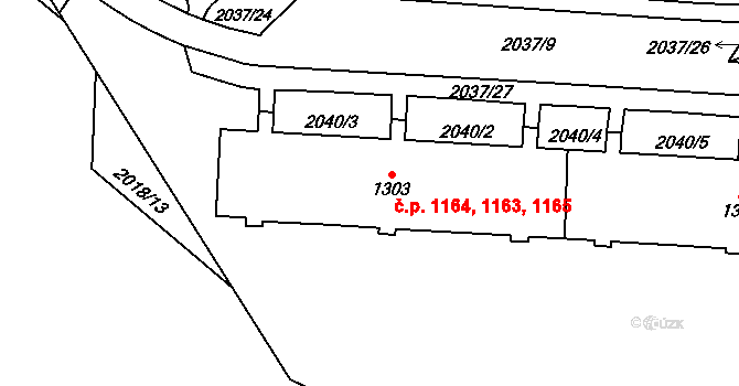 Nejdek 1163,1164,1165 na parcele st. 1303 v KÚ Nejdek, Katastrální mapa