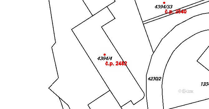 Vinohrady 2482, Praha na parcele st. 4394/3 v KÚ Vinohrady, Katastrální mapa