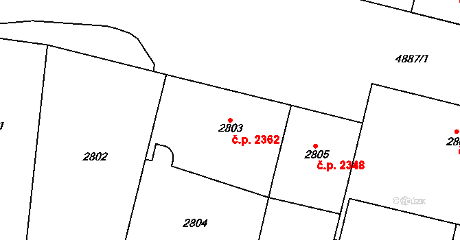 Smíchov 2362, Praha na parcele st. 2803 v KÚ Smíchov, Katastrální mapa