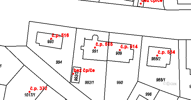 Řepy 515, Praha na parcele st. 991 v KÚ Řepy, Katastrální mapa