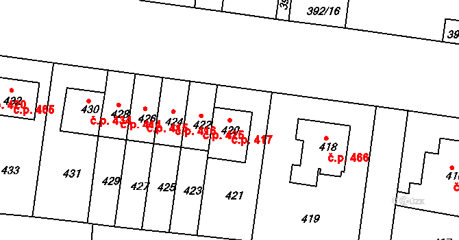 Prosek 417, Praha na parcele st. 420 v KÚ Prosek, Katastrální mapa