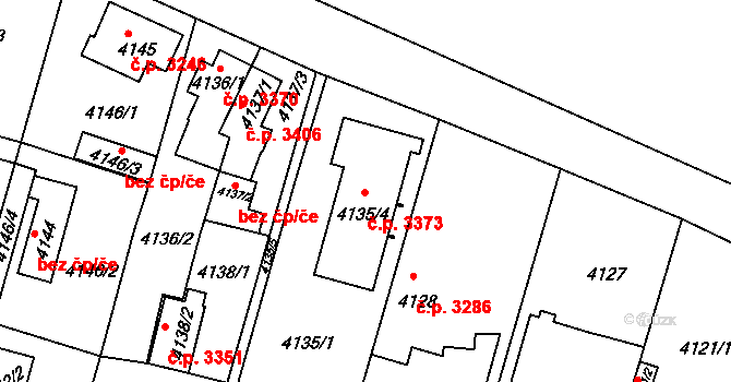 Strašnice 3373, Praha na parcele st. 4135/4 v KÚ Strašnice, Katastrální mapa