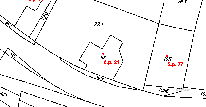 Verdek 21, Dvůr Králové nad Labem na parcele st. 33 v KÚ Verdek, Katastrální mapa