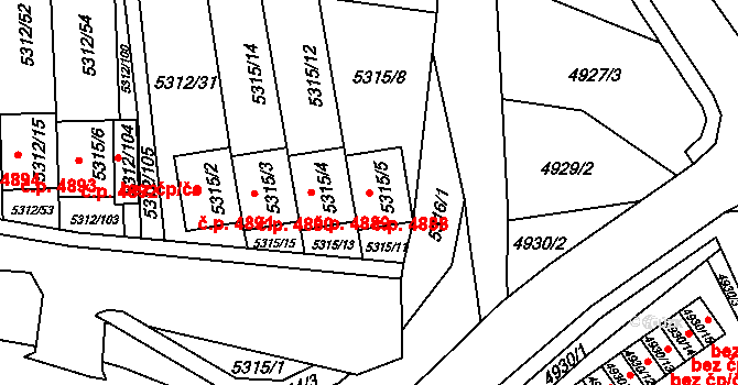 Chomutov 4888 na parcele st. 5315/5 v KÚ Chomutov I, Katastrální mapa